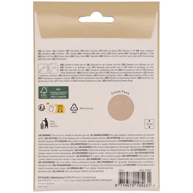 Staande Folieballon Cijfer 3 - Starlight Gold - Satin Gloss - 72 cm