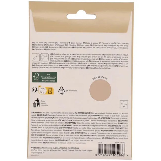 Staande Folieballon Cijfer 8 - Starlight Gold - Satin Gloss - 72 cm