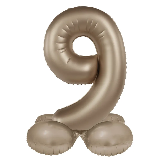 Staande Folieballon Cijfer 9 - Starlight Gold - Satin Gloss - 72 cm