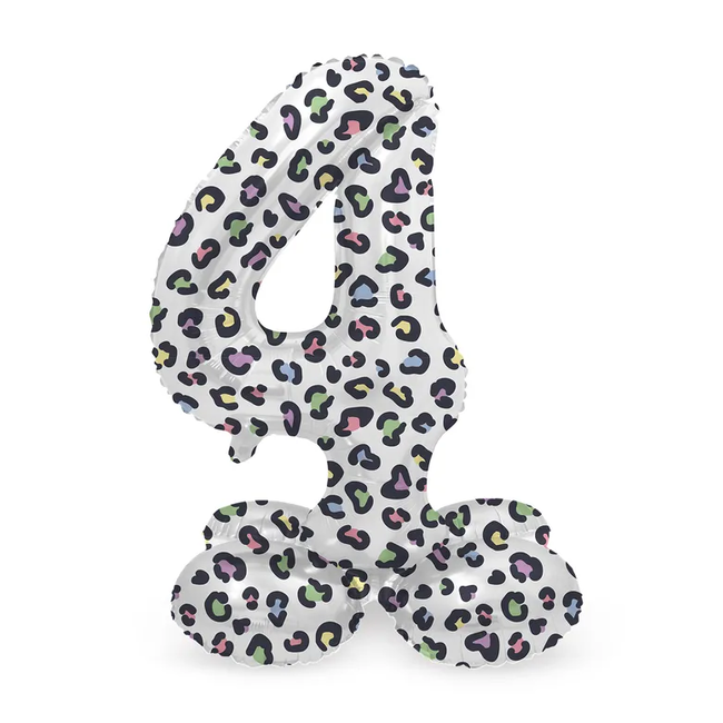 Staande Folieballon Cijfer 4 Bright Panther - 41 cm