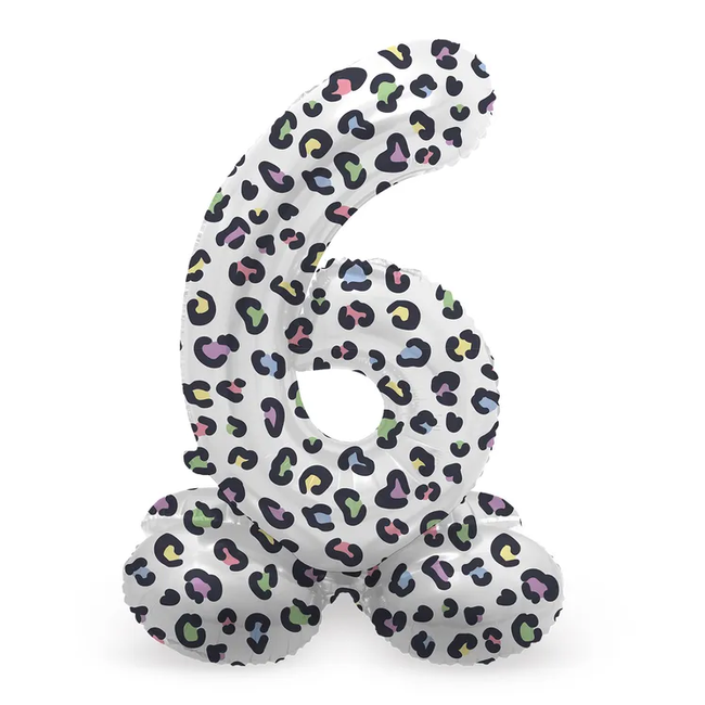 Staande Folieballon Cijfer 6 Bright Panther - 41 cm