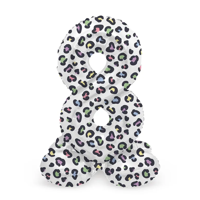 Staande Folieballon Cijfer 8 Bright Panther - 41 cm