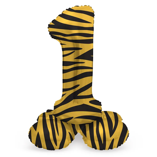 Staande Folieballon Cijfer 1 Tiger Chic - 41 cm