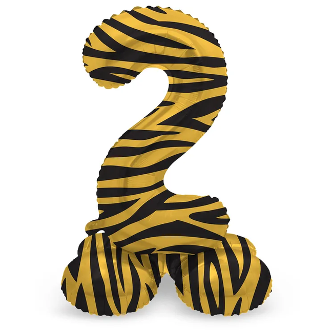 Staande Folieballon Cijfer 2 Tiger Chic - 41 cm