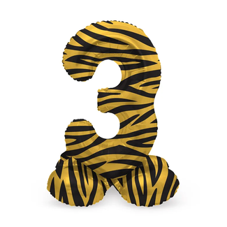Folat Staande Folieballon Cijfer 3 Tiger Chic - 41 cm