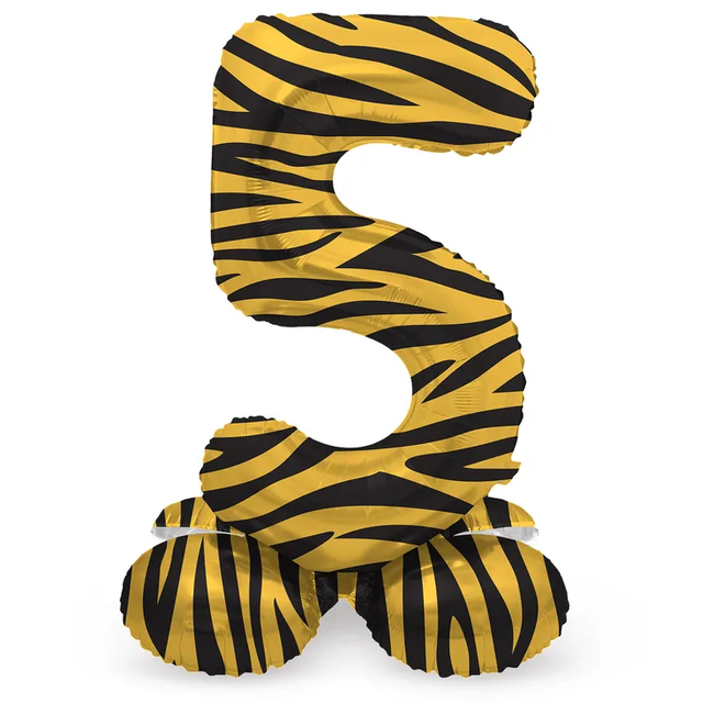 Staande Folieballon Cijfer 5 Tiger Chic - 41 cm