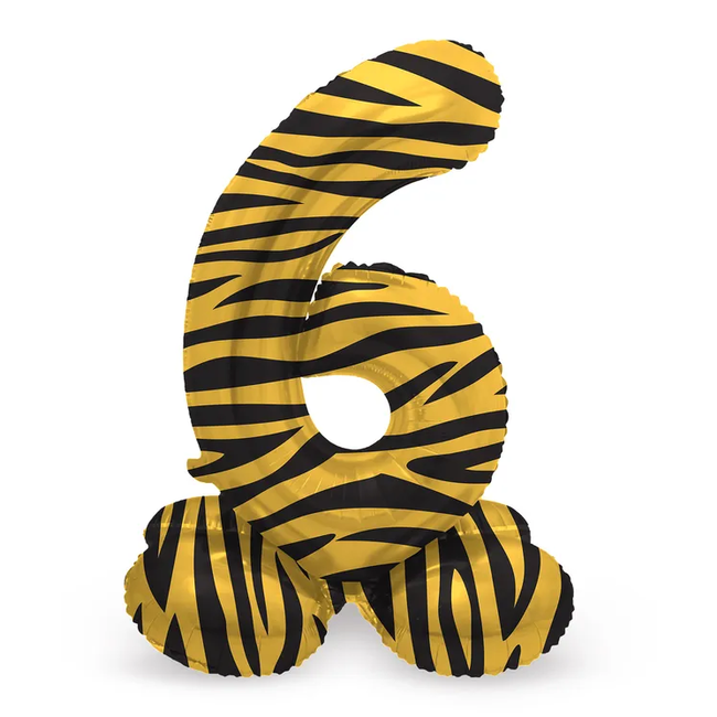 Staande Folieballon Cijfer 6 Tiger Chic - 41 cm