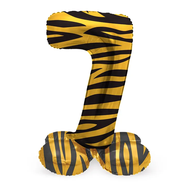 Staande Folieballon Cijfer 7 Tiger Chic - 41 cm