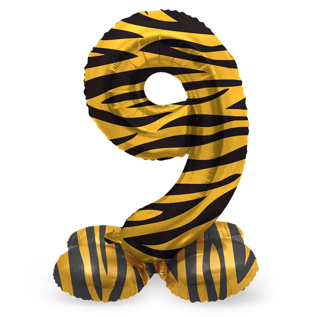 Staande Folieballon Cijfer 9 Tiger Chic - 41 cm