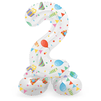 Folat Staande Folieballon Cijfer 2 Joyful Party - 41 cm