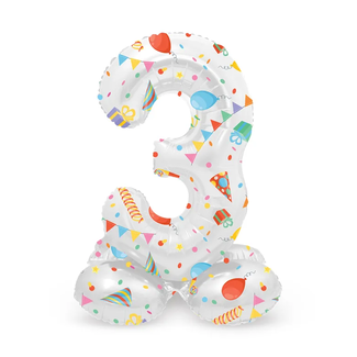 Folat Staande Folieballon Cijfer 3 Joyful Party - 41 cm