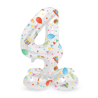 Folat Staande Folieballon Cijfer 4 Joyful Party - 41 cm