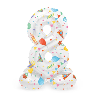 Folat Staande Folieballon Cijfer 8 Joyful Party - 41 cm