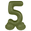 Staande Folieballon Cijfer 5 - Olive Green - Ultra Matt - 41 cm