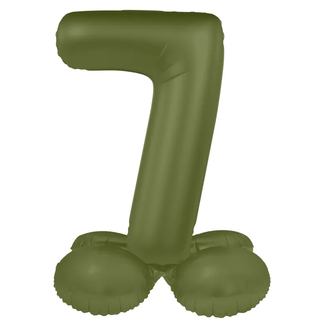 Folat Staande Folieballon Cijfer 7 - Olive Green - Ultra Matt - 41 cm
