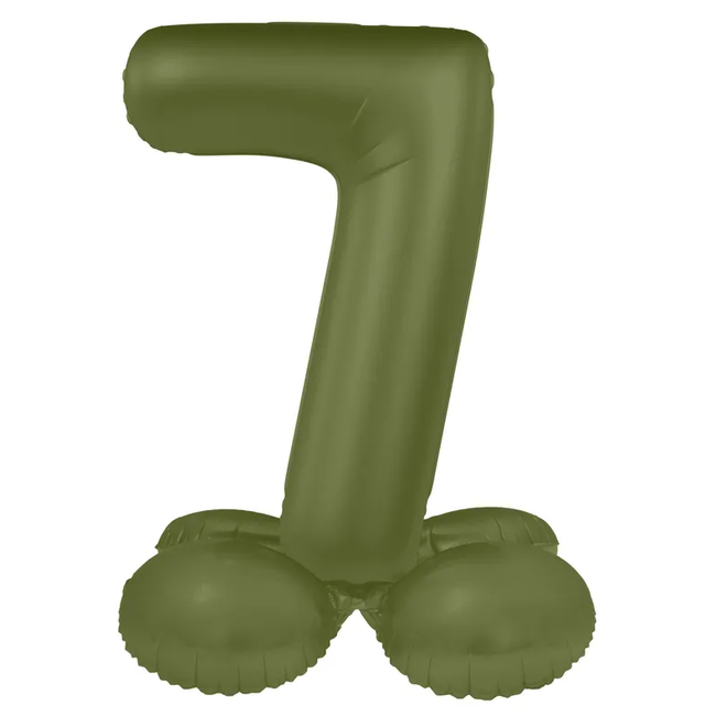 Staande Folieballon Cijfer 7 - Olive Green - Ultra Matt - 41 cm