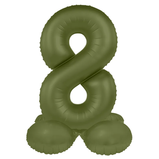 Folat Staande Folieballon Cijfer 8 - Olive Green - Ultra Matt - 41 cm