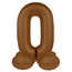 Staande Folieballon Cijfer 0 - Chocolade Bruin - Ultra Matt - 41 cm
