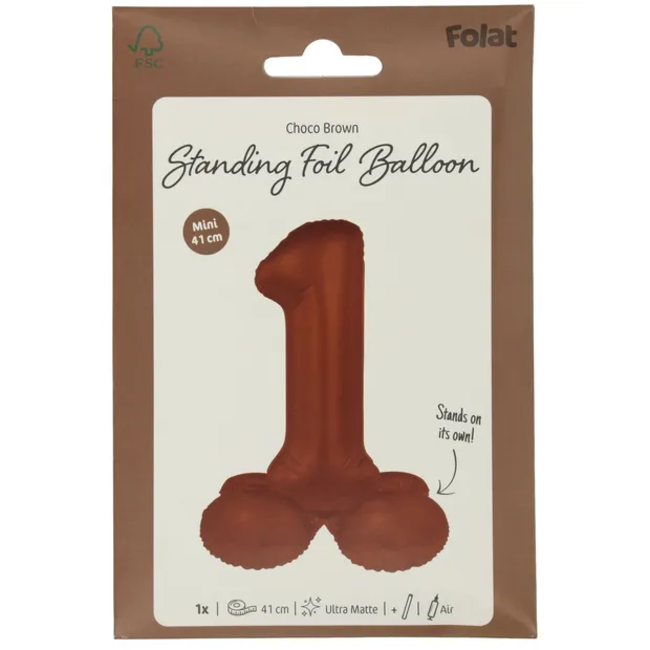 Staande Folieballon Cijfer 1 - Chocolade Bruin - Ultra Matt - 41 cm
