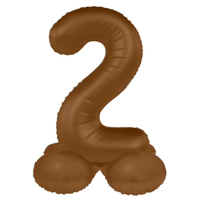 Staande Folieballon Cijfer 2 - Chocolade Bruin - Ultra Matt - 41 cm
