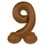 Staande Folieballon Cijfer 9 - Chocolade Bruin - Ultra Matt - 41 cm