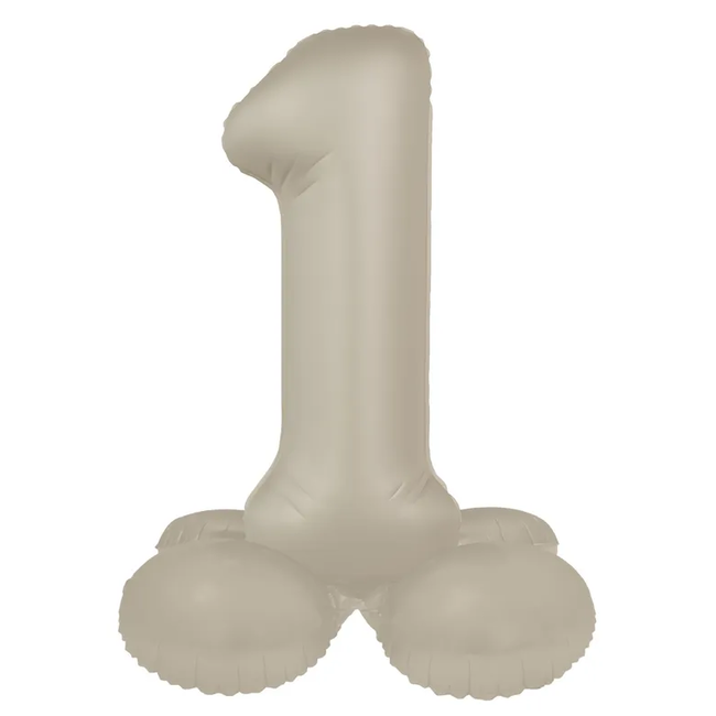 Staande Folieballon Cijfer 1 - Creamy Latte - Ultra Matt - 41 cm