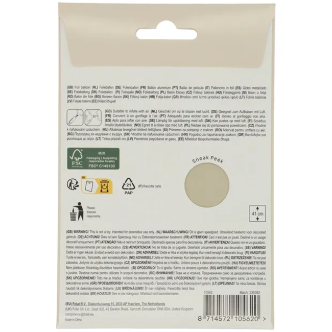 Staande Folieballon Cijfer 2 - Creamy Latte - Ultra Matt - 41 cm