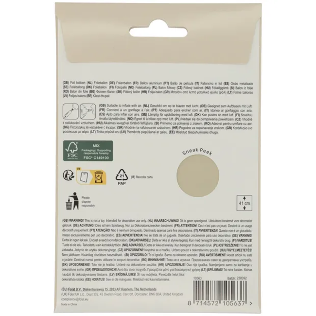 Staande Folieballon Cijfer 3 - Creamy Latte - Ultra Matt - 41 cm