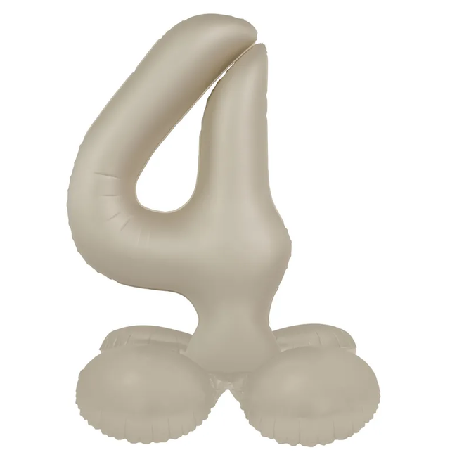 Staande Folieballon Cijfer 4 - Creamy Latte - Ultra Matt - 41 cm