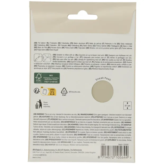 Staande Folieballon Cijfer 4 - Creamy Latte - Ultra Matt - 41 cm