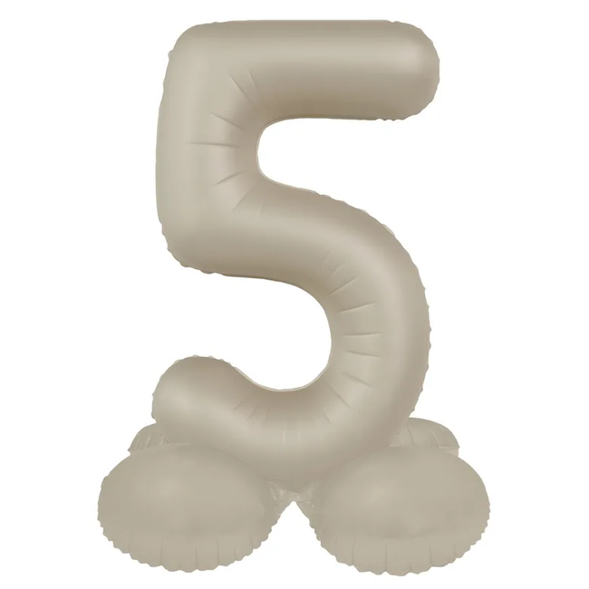 Staande Folieballon Cijfer 5 - Creamy Latte - Ultra Matt - 41 cm