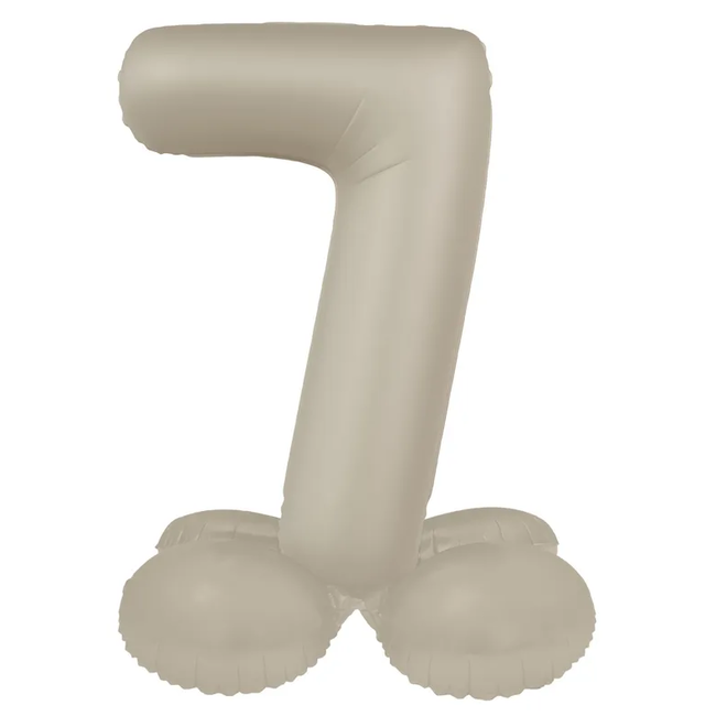 Staande Folieballon Cijfer 7 - Creamy Latte - Ultra Matt - 41 cm