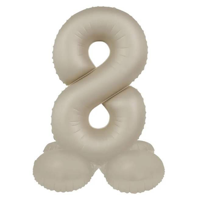 Staande Folieballon Cijfer 8 - Creamy Latte - Ultra Matt - 41 cm
