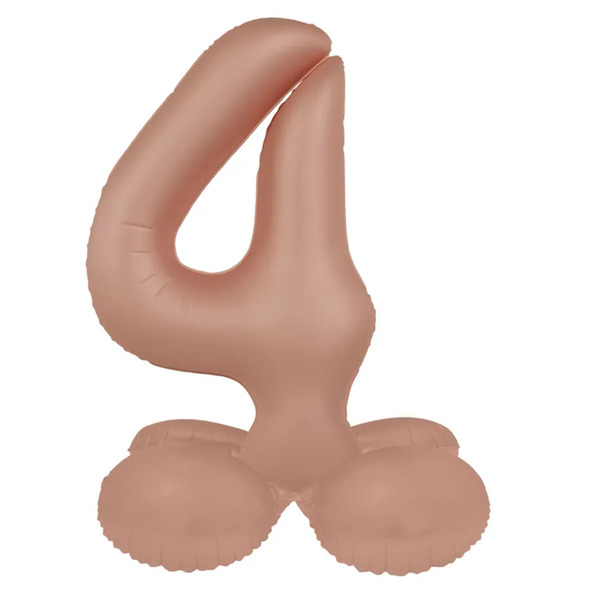 Staande Folieballon Cijfer 4 - Vintage Rose - Ultra Matt - 41 cm