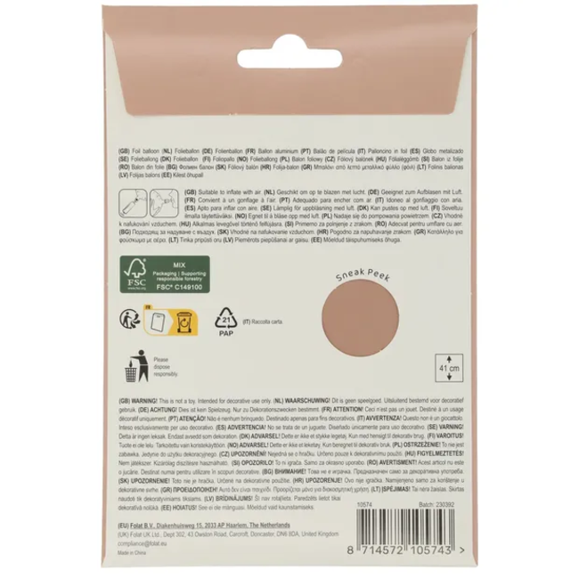 Staande Folieballon Cijfer 4 - Vintage Rose - Ultra Matt - 41 cm