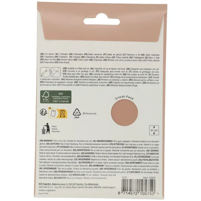 Staande Folieballon Cijfer 5 - Vintage Rose - Ultra Matt - 41 cm