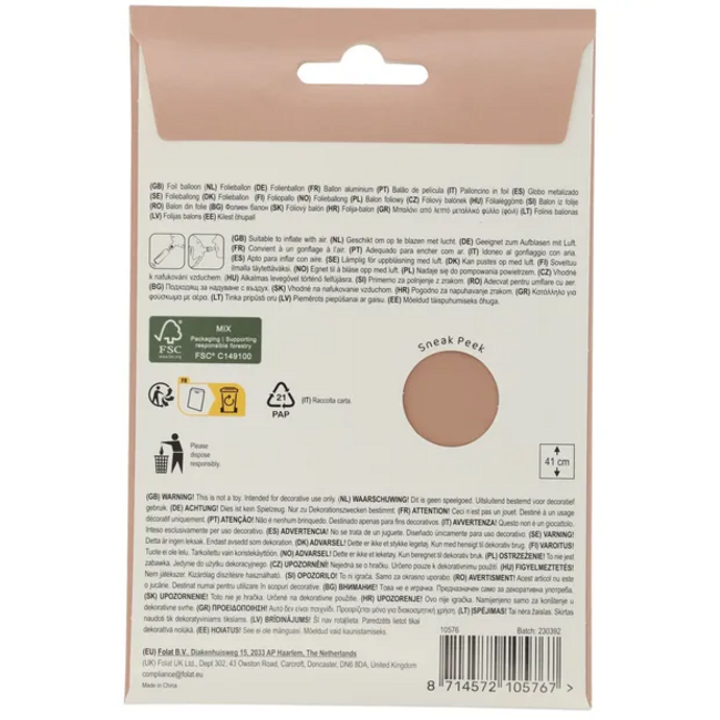 Staande Folieballon Cijfer 6 - Vintage Rose - Ultra Matt - 41 cm