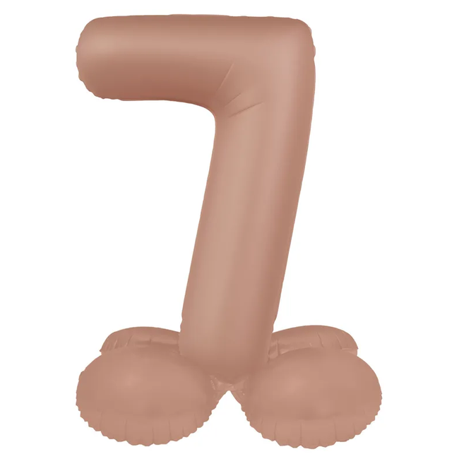 Staande Folieballon Cijfer 7 - Vintage Rose - Ultra Matt - 41 cm