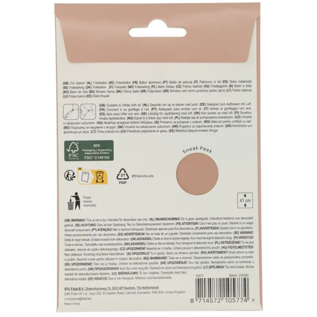 Staande Folieballon Cijfer 7 - Vintage Rose - Ultra Matt - 41 cm