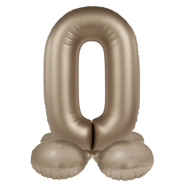 Staande Folieballon Cijfer 0 - Starlight Gold - Satin Gloss - 41 cm