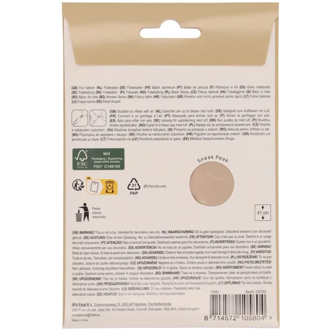 Staande Folieballon Cijfer 0 - Starlight Gold - Satin Gloss - 41 cm