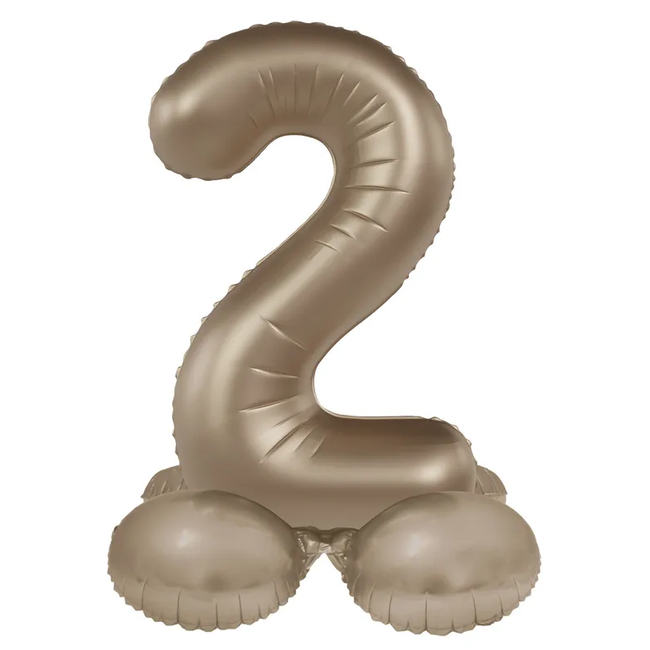 Staande Folieballon Cijfer 2 - Starlight Gold - Satin Gloss - 41 cm