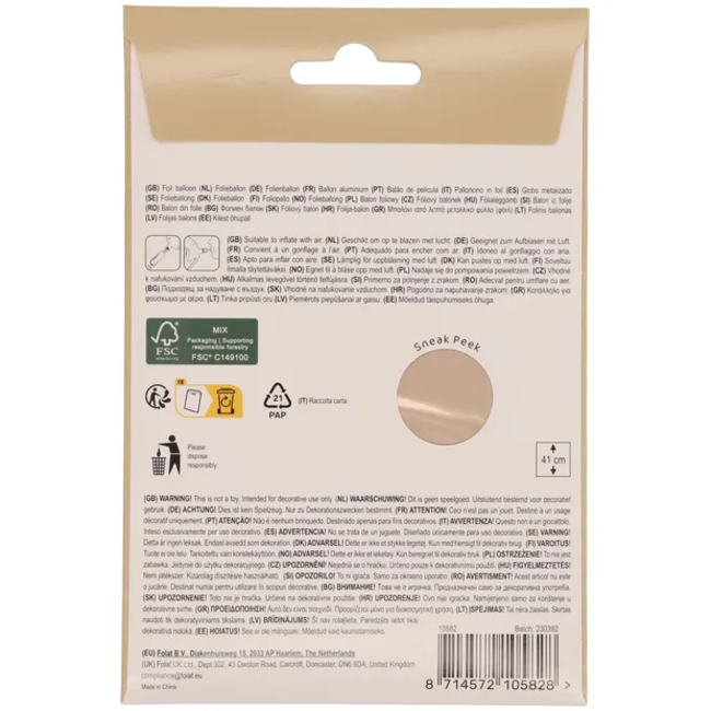 Staande Folieballon Cijfer 2 - Starlight Gold - Satin Gloss - 41 cm