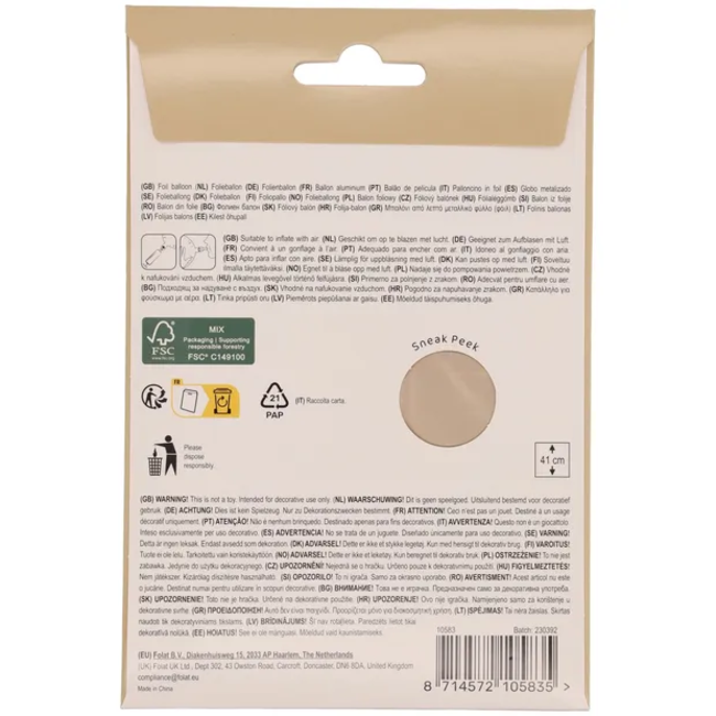 Staande Folieballon Cijfer 3 - Starlight Gold - Satin Gloss - 41 cm