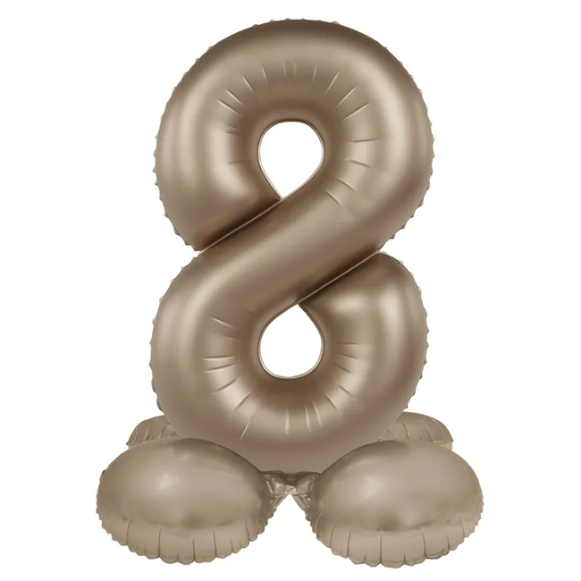 Staande Folieballon Cijfer 8 - Starlight Gold - Satin Gloss - 41 cm