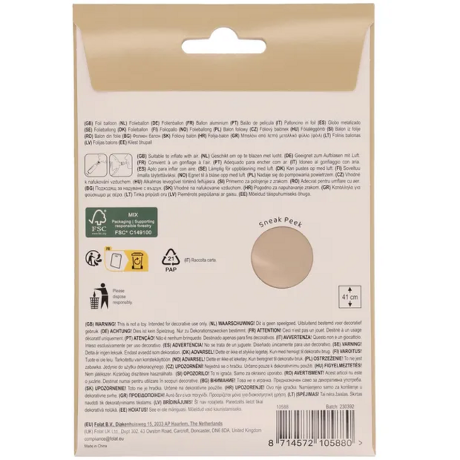 Staande Folieballon Cijfer 8 - Starlight Gold - Satin Gloss - 41 cm