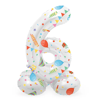 Folat Staande Folieballon Cijfer 6 Joyful Party - 72 cm