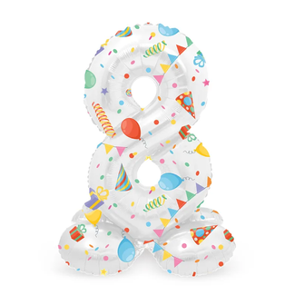 Folat Staande Folieballon Cijfer 8 Joyful Party - 72 cm