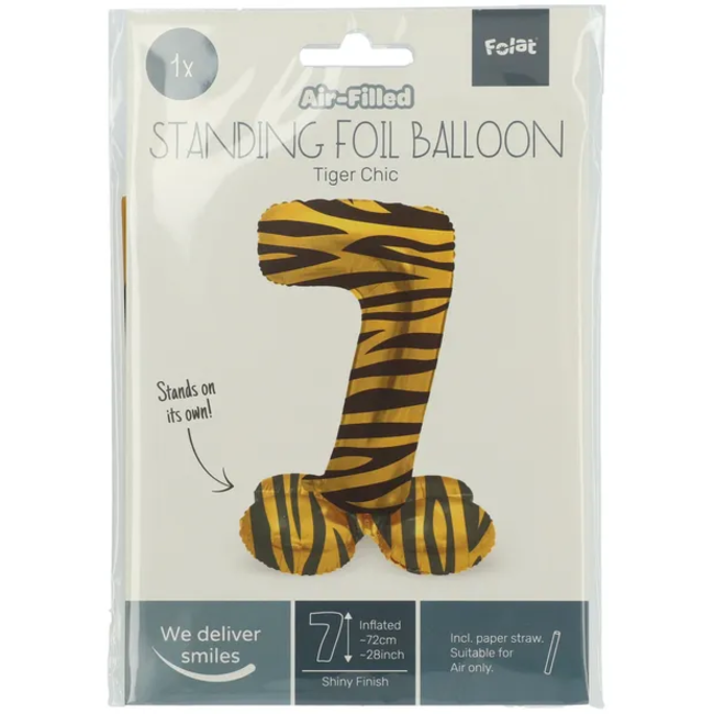Staande Folieballon Cijfer 7 Tiger Chic - 72 cm