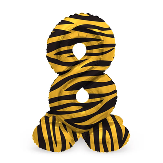 Folat Staande Folieballon Cijfer 8 Tiger Chic - 72 cm